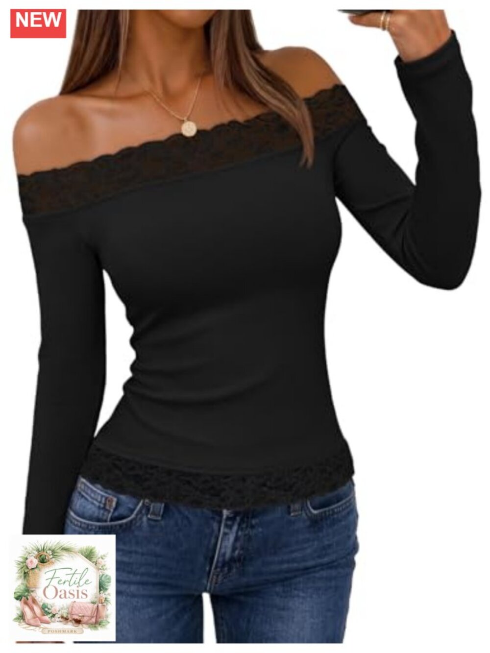 Off Shoulder Lace Trim Crop Top Long Sleeve Going Out Shirt Y2K